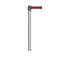 Montour Line Retractable Belt Fixed Stanchion, 2ft Pol.Steel Post  11ft. Maroon MX530F-PS-MN-110